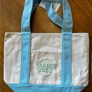 Trader Joe's LIMITED EDITION Pastel Mini Pastel BLUE Canvas Tote Bags 2025 NWT